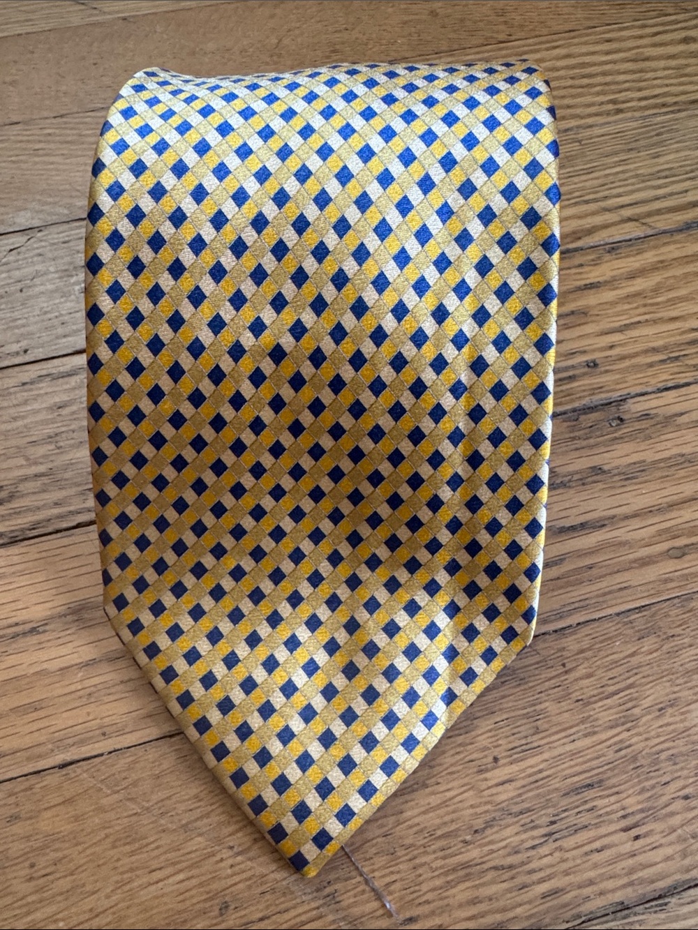 Countess Mara Classic Yellow and Blue Check Silk Tie